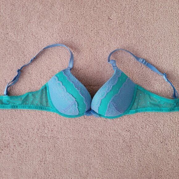 Aerie Push Up Bra Size 32B Lace Cups & Mesh Band Removable Pads - Picture 2 of 8
